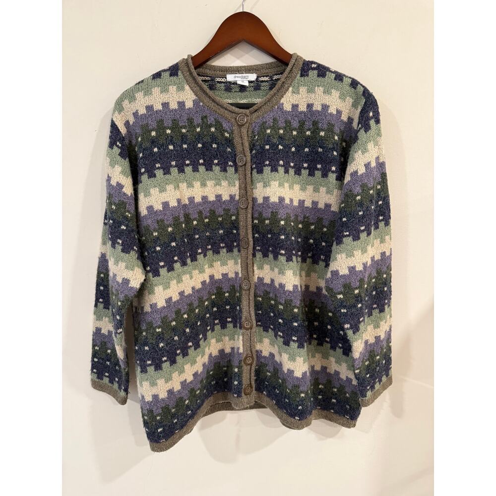 DressBarn Printed Button Front Cardigan Sweater Multicolor Women's Plus Size 1x